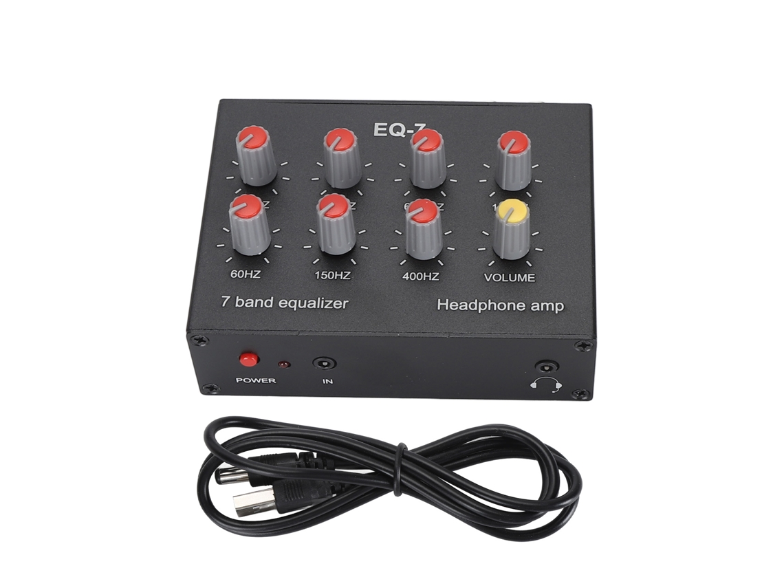 Mali equalizador de Som de 7 Bandas Profissional Ajuste de Grave Alto Interface 5.5x2.1 Equalizador Digital Carro Dc5v‑12v