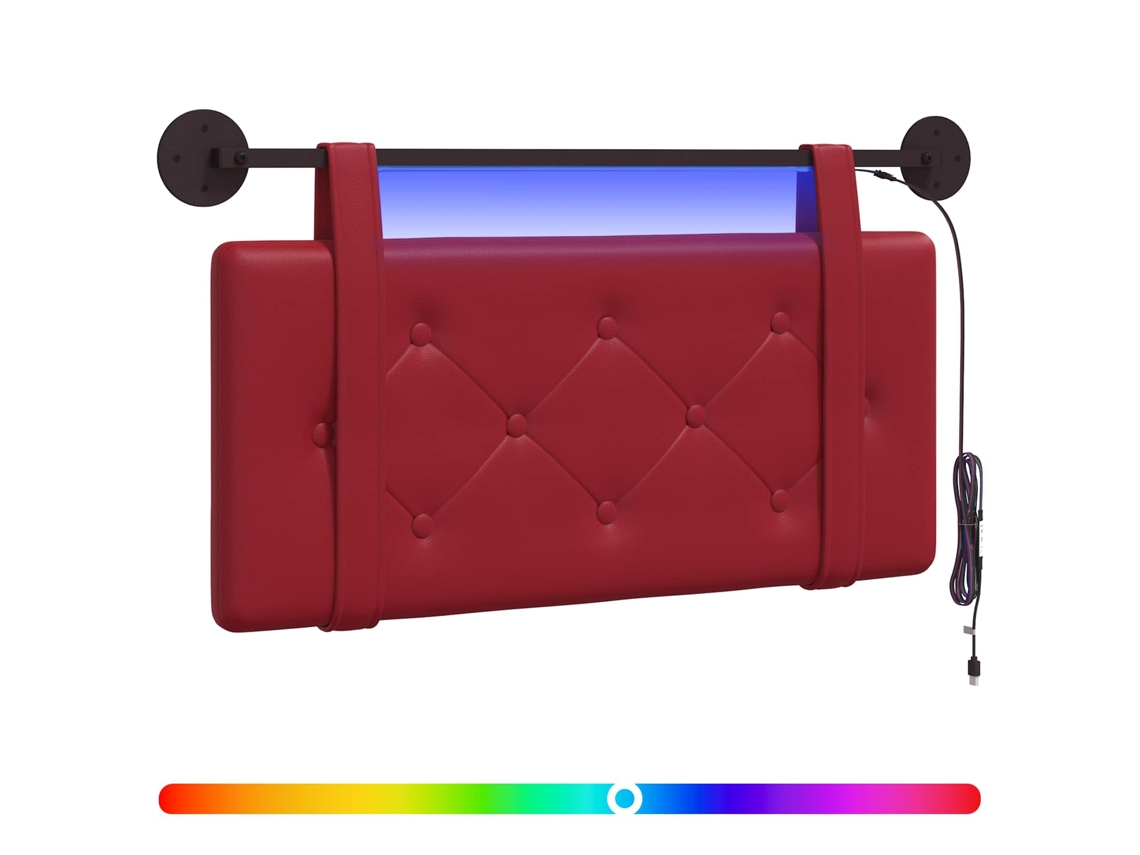 Cabeceira Suspensa com Luz Led MAISON EXCLUSIVE Vinho Vermelho Couro Sintético
