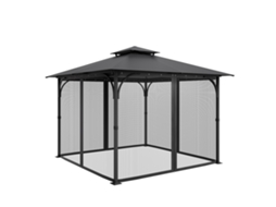 Rede de Poliéster para Pérgolas, Cortina Malha Pérgolas com Paredes Laterais 4 Painéis, Antimosquitos Zíper Duplo, 304,8 X 204,2 Cm, Preta