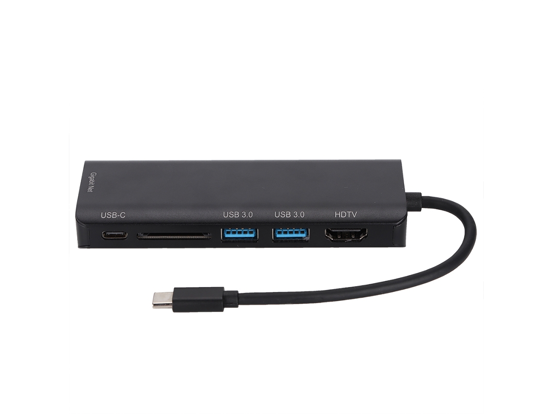 6 Em 1 Estação De Docking Multifuncional Usb3.0×2 Hdmi Cartão De Memória Lan Gigabit Type C