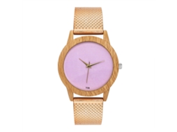 Relógio de pulso unissex de quartzo com pulseira de malha de estilo simples (ouro rosa)