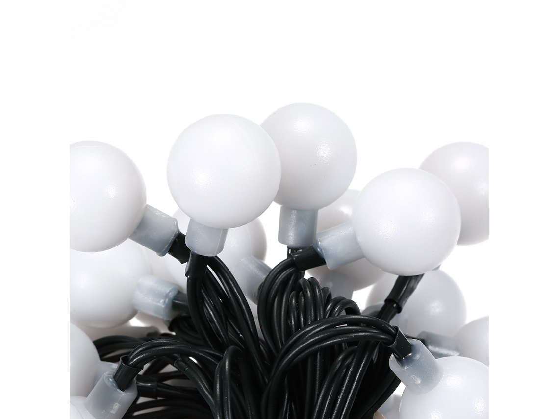 Luzes solares em corda de 19ft com 30 LEDs, bola branca, 8 modos, quente para decoração de festa, jardim e casa | S/MARCA