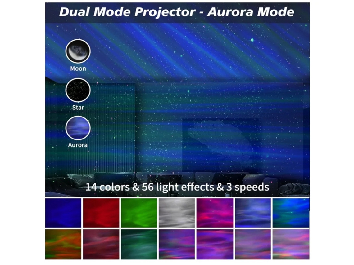 Projetor Galaxy Projetor Aurora Projetor Céu Estrelado Com 56 Efeitos De Luz E 5 Sons Brancos Projetor De Luz Noturna Para Crianças Dia Dos Bestvite