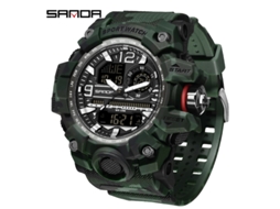 Relógio Esportivo Multifuncional Luminoso, Moderno e Elegante MDUG (camuflagem Verde e Preta)