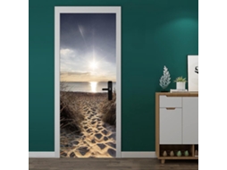 Adesivo De Porta 3d Com Paisagem Do Nascer Do Sol, Trompe Loeil, Papel De Parede À Prova Dágua Para Quarto E Banheiro, 95 X 215 Cm Aquaforge