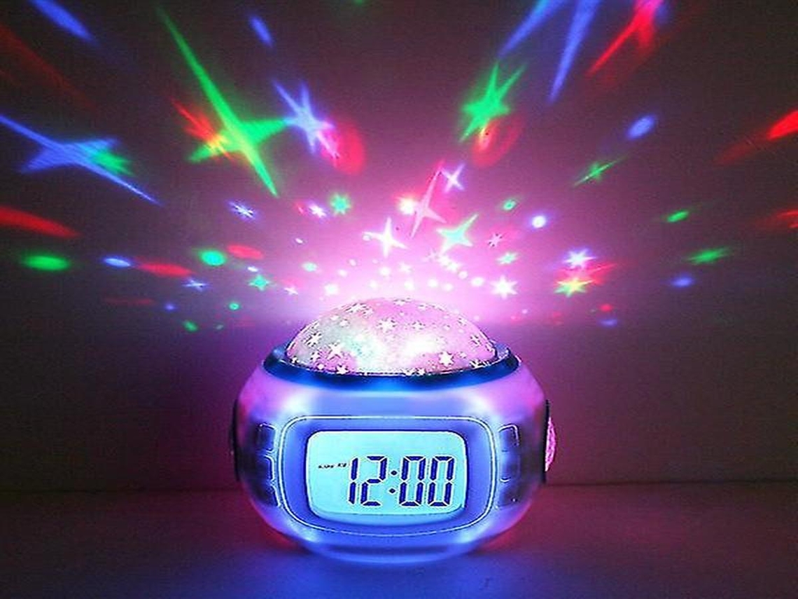 Lurelia Relógio Infantil Com Luz Noturna, Despertador Musical, Temperatura E Projetor Estrelado