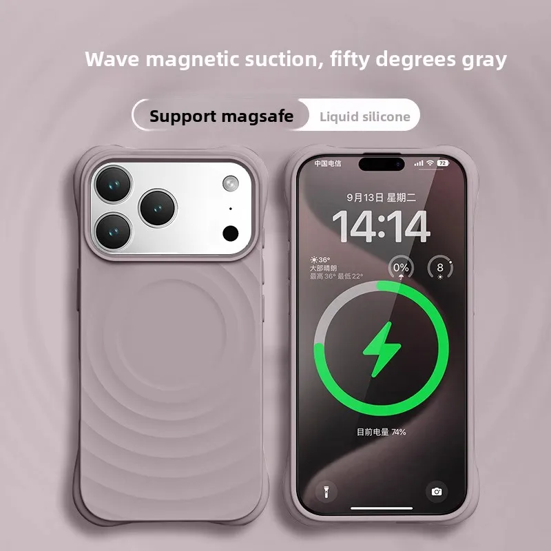 (cinza-claro, Iphone 13 Pro) Capa Para Celular, Compatível Com Magsafe, Silicone Líquido, Resistente A Riscos