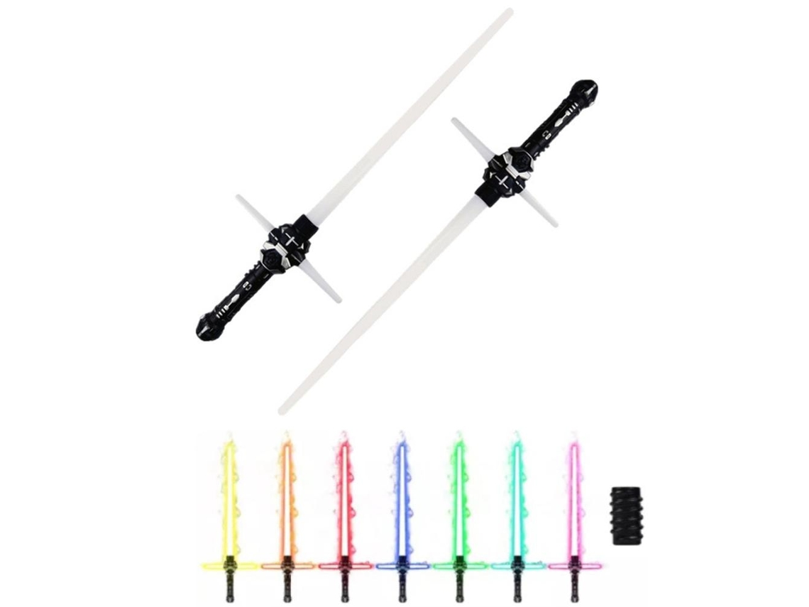 2 Espadas Led Expansíveis Com 7 Cores De Iluminação Intermitente