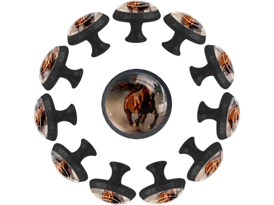Puxadores Redondos Para Armários De Cozinha, Puxadores Para Gavetas De Cômoda, 12 Peças, Cavalo Marrom, Puxadores Para