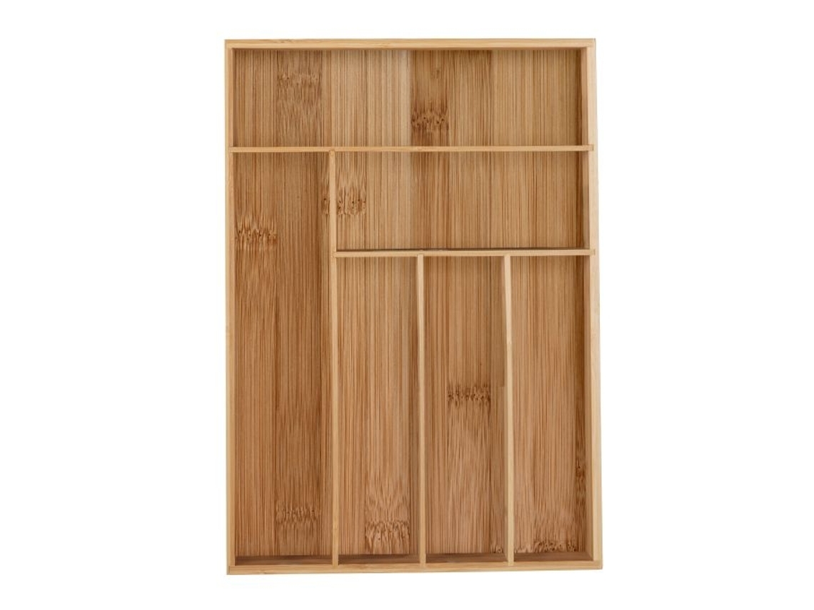 Caixa de talheres bambu 6 compartimentos B2X
