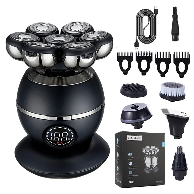 Cabeça Flutuante 7d, Barbeador Elétrico, Base de Carregamento, Aparador/máquina de Cortar Cabelo MDUG (preto e Acessórios)
