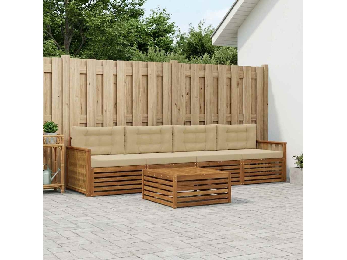 Vidaxl Conjunto De Sofás Para Exterior 5 Unid. Natural E Bege