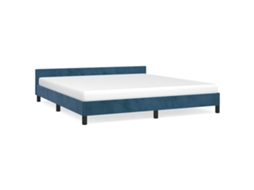 Estrutura de Cama Veludo Azul Escuro MAISON EXCLUSIVE (180x200 cm)
