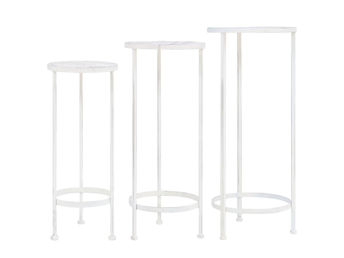 Suporte Para Plantas 3 Pcs Estilo Vintage Metal Antigo Branco