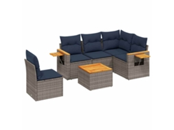 Conjunto de 6 Sofás P/ Jardim C/ Almofadões Vime Pe Cinzento MAISON EXCLUSIVE (6 pcs)