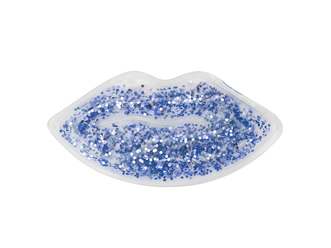 Pacote De Gel Para Lábios Com Compressão Fria E Quente, Pacote De Gelo Com Glitter E Strass Para Inchaço Azul