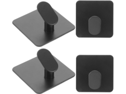 Hemobllo Conjunto De 4-ganchos Adesivos Quadrados Aço Inoxidável Para Toalhas, Com Design Elegante, Para Banheiros