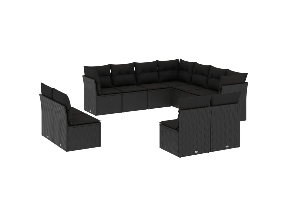 Garden Sofa Set, Garden Sofa Sets Vidaxl Preto Rattan / Vime (n/a)