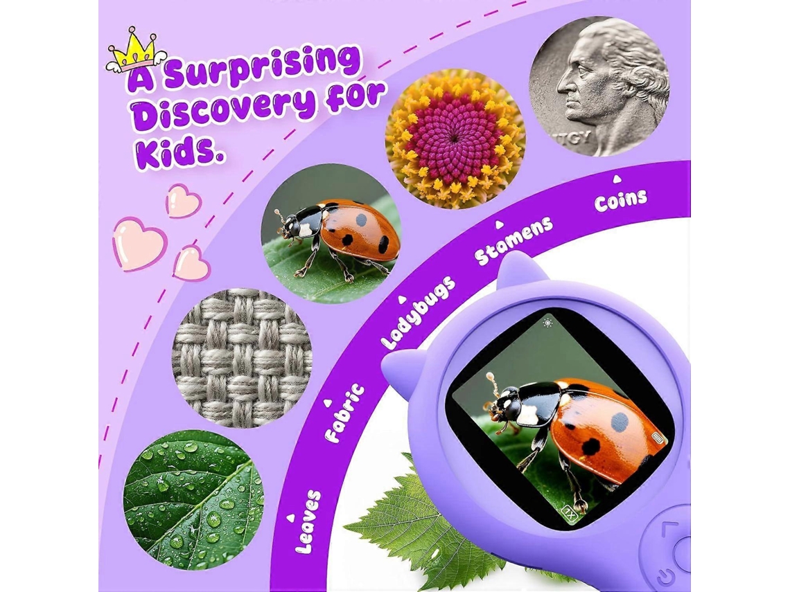 Microscópio Infantil Com Ecrã Ips De 2 Polegadas E Ampliação 500x