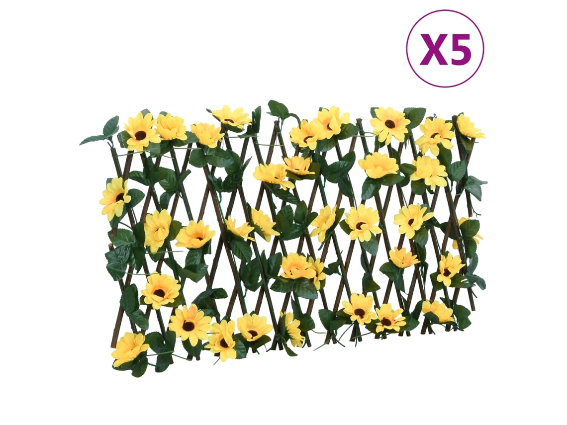 Vidaxl treliça De Hera Artificial Extensível 5 Pcs 180x20 Cm Amarelo