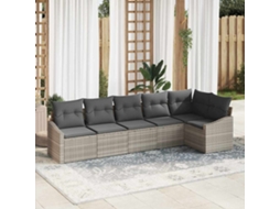 Vidaxl Conjunto de Sofás com Almofada 6 Pcs Cinzento claro Vime Pe