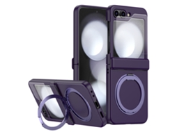Capa Hexinyigjly Para Galaxy Z Flip 6, Com Proteção Para A Dobradiça E Suporte compatível Com Magnsafe Roxo Escuro