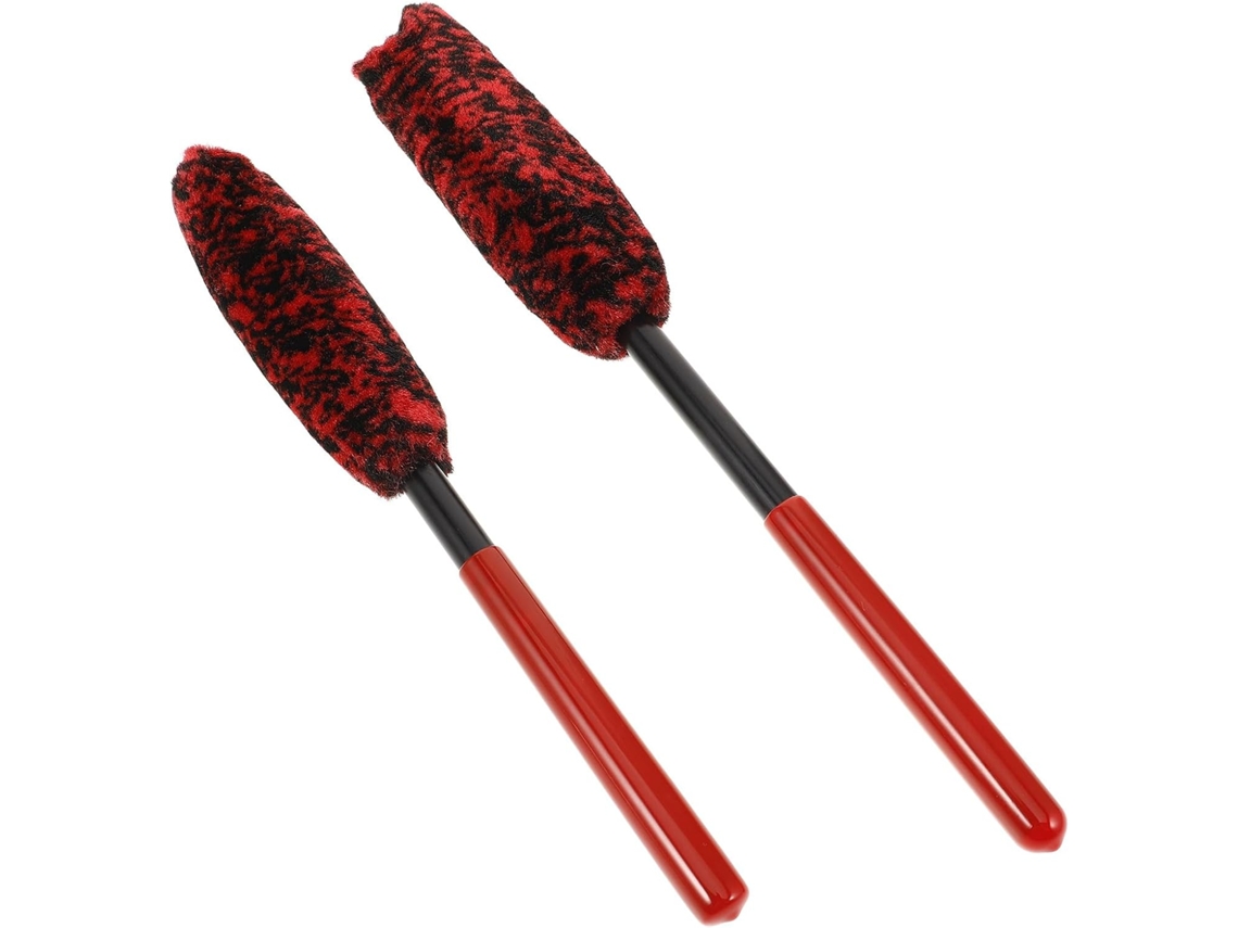 Conjunto De 2 Escovas Vermelhas Para Limpeza De Rodas De Carro