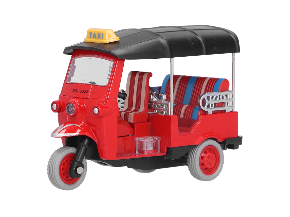 Rebe-modelo De Coche Triciclo Tailandés Tuk Tuk De Aleación Con Retroceso Juguete De Vehículo Rojo Para Niños