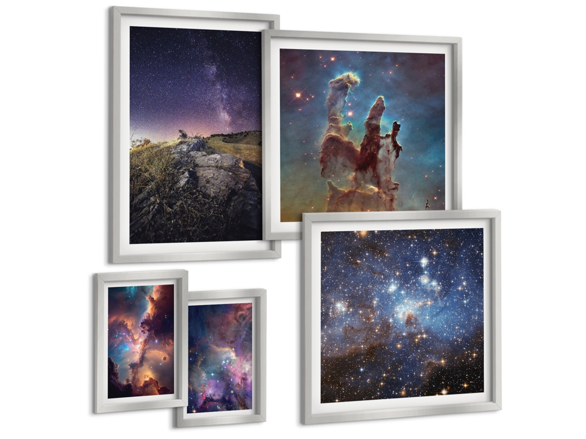 Conjunto De Pinturas Paisagens Espaciais De Galáxias Espelharte (5 Peças)