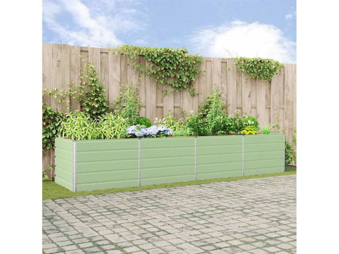 Vidaxl Floreira Verde Pastel 385 X 100 X 75 Cm Aço Galvanizado