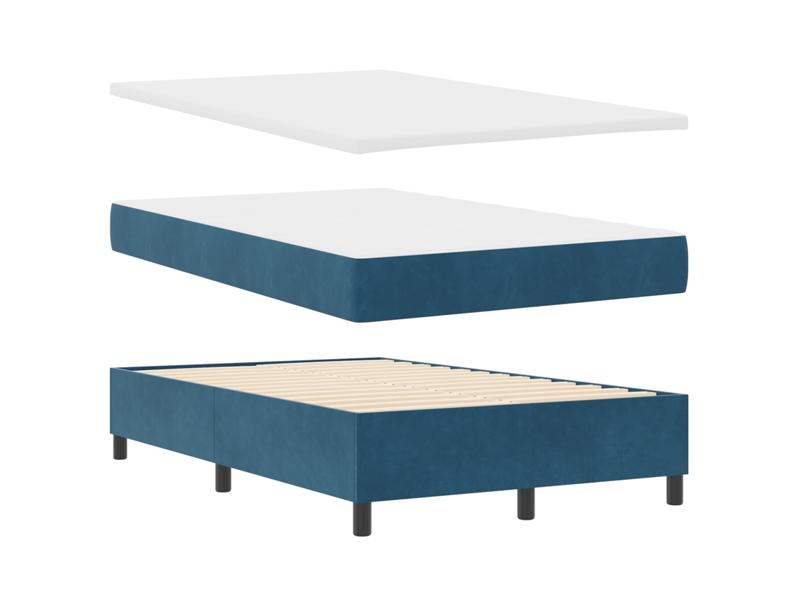 Conjunto 1 Cama Box Vidaxl Azul Veludo (200 X 120 Cm)
