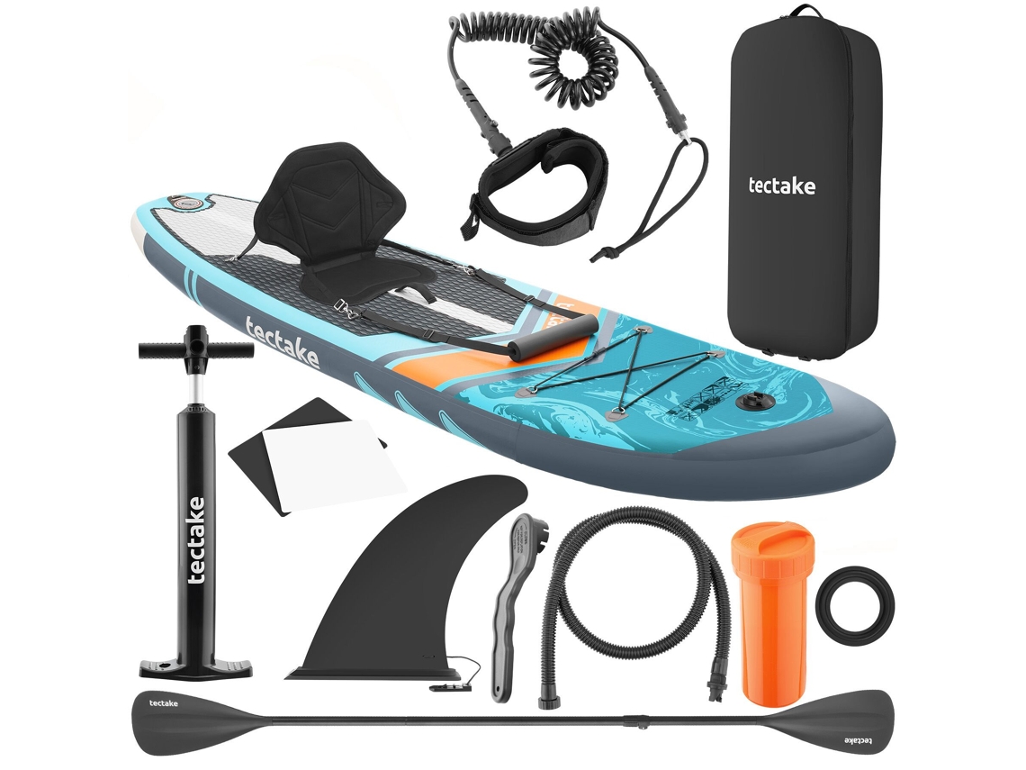 Tectake Prancha De Stand-up Paddle 2 Em 1, 288 Cm, Insuflável, Conjunto Completo, Turquesa/laranja