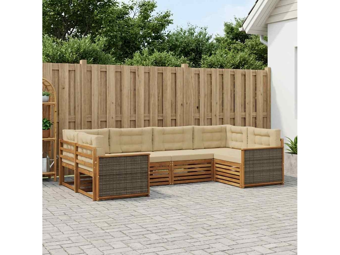 Vidaxl Conjunto De Sofás Para Exterior 6 Pcs Natural E Bege