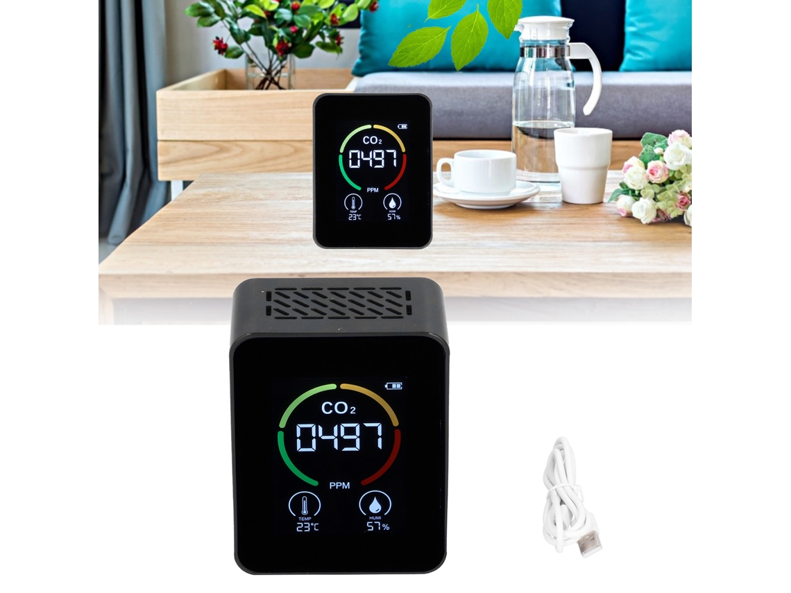 Detector de CO₂, termômetro e higrômetro, monitor digital de qualidade do ar, detector de formaldeído TVOC, Slowmoose