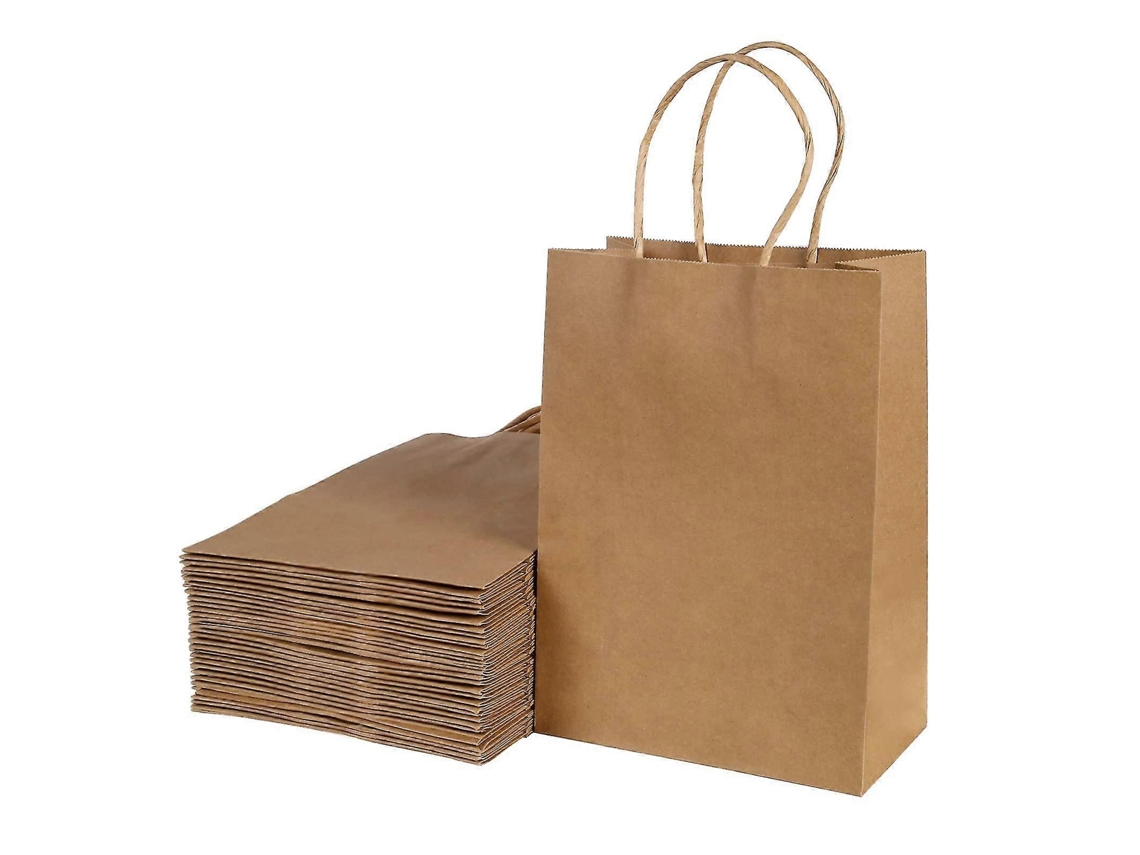 Sacolas de Papel com Alças, Pacote com 30 Unidades, para Presentes, 15x21x8cm BRILVIBERA (marrom)