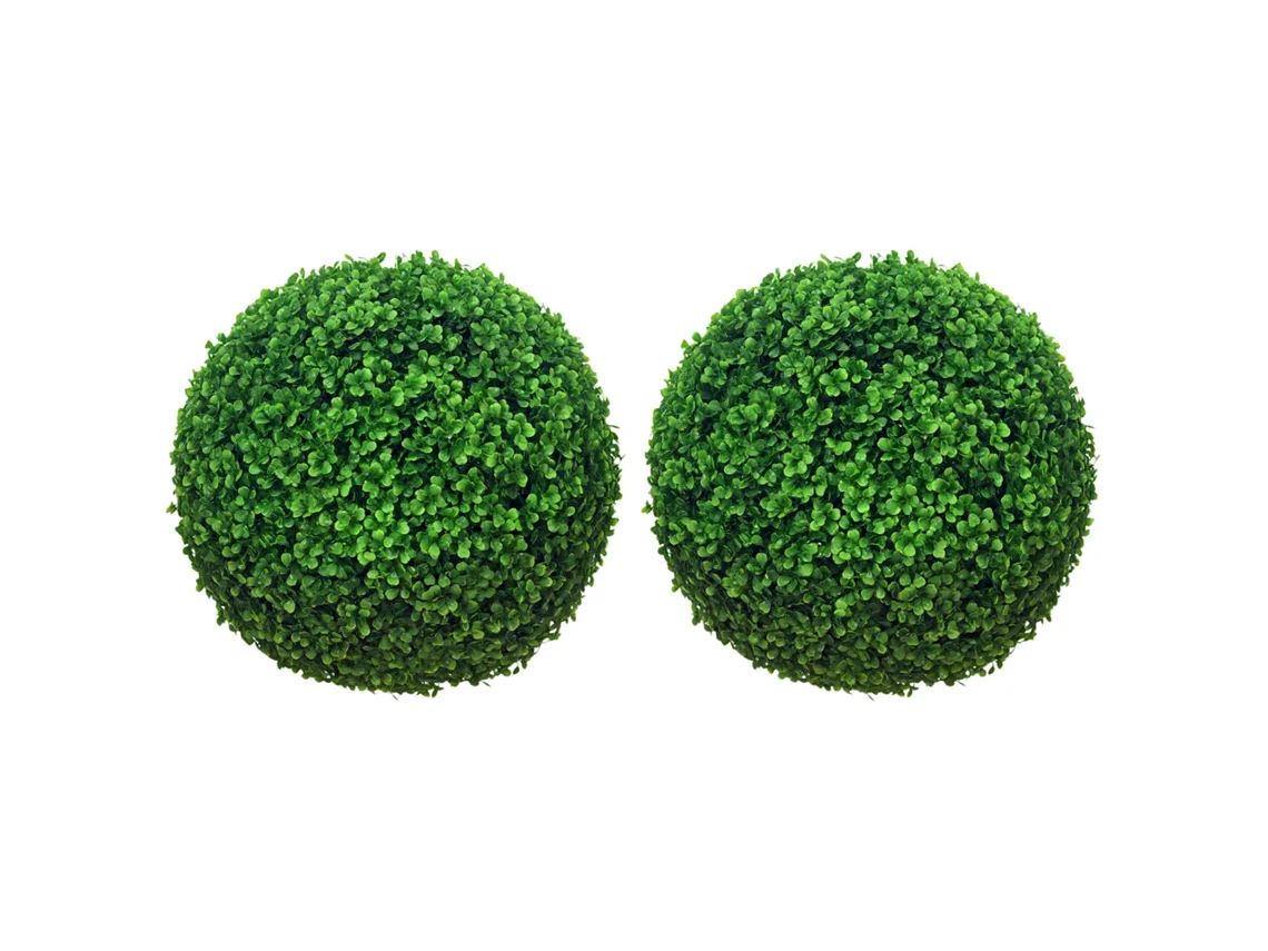 Conjunto De 2 Bolas De Buxo Artificial De 40 Cm Para Decoração Verde Interna Ou Externa Ch