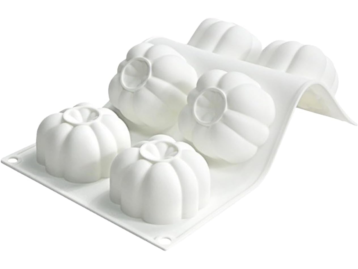 Forma De Silicone Em Formato De Abóbora Com 6 Cavidades.