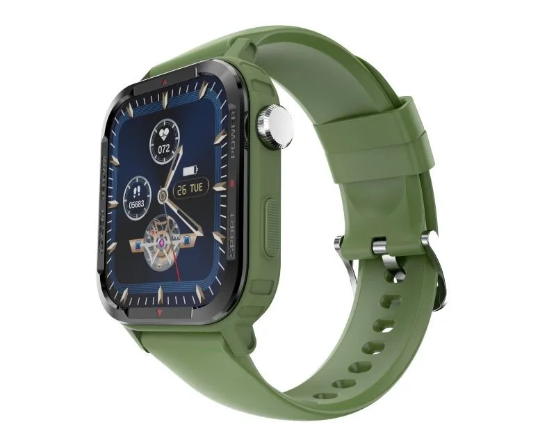 Smartwatch Gps (verde Silicone), Resistente À Água Até 3 Atm, Com Bússola, Altímetro E Barômetro.