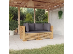 Vidaxl Sofás De Canto Para Jardim Com Almofadões 2 Pcs Teca Maciça
