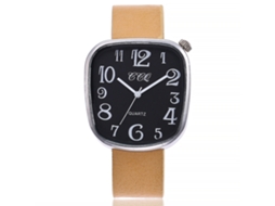 Reloj De Cuarzo De Pareja Con Correa De Cuero Pu Dial Cuadrado Numeros Grandes Blanco Leche Negro