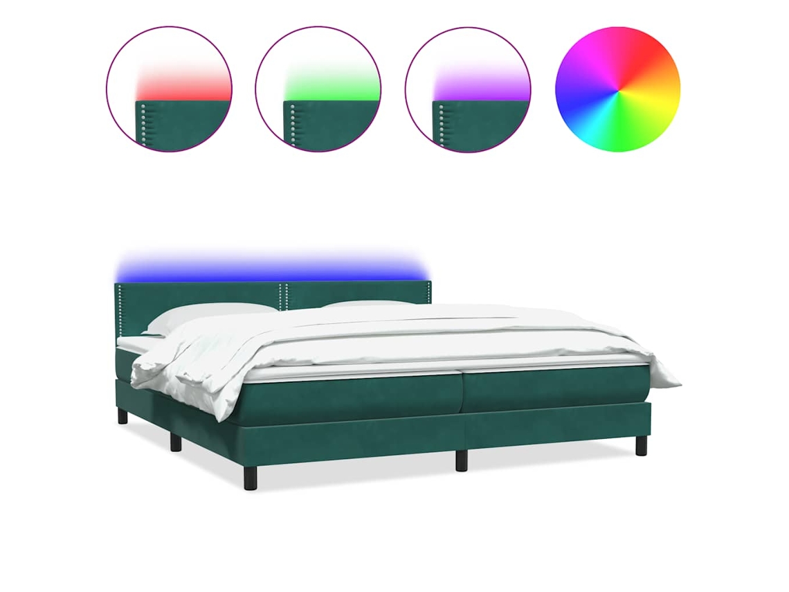 Maison Exclusive - Cama Box Spring C/ Colchão E Led 180x220 Cm Veludo Verde-escuro