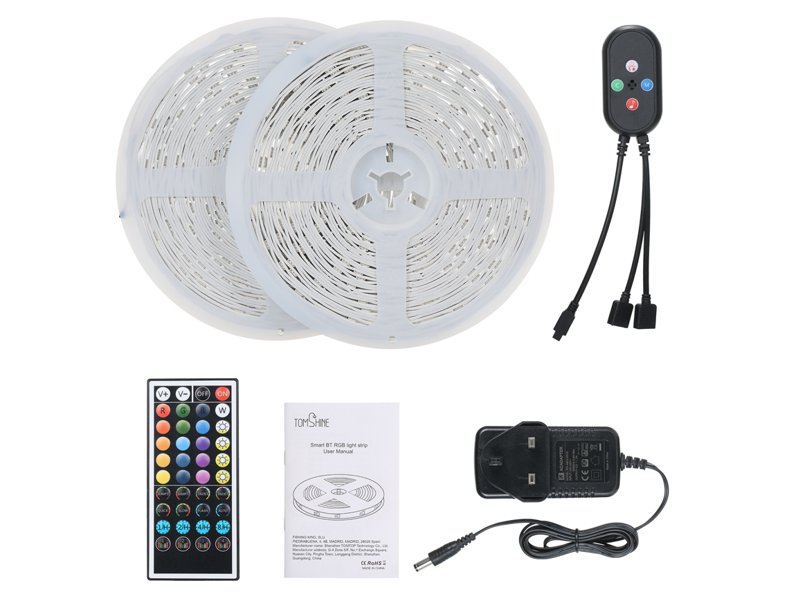 Kit de Fita LED RGBW 20m 360 LEDs Controle Remoto App BT Música | S/MARCA