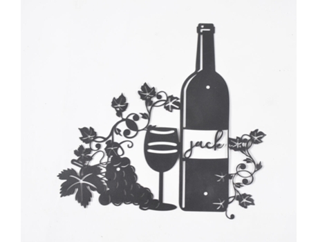 Peça Decorativa LUV SAFFRON Iron Jack Wine And Grapes Wall Decor