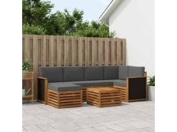 Vidaxl Conjunto De Sofás Para Exterior 6 Unid. Natural E Antracite