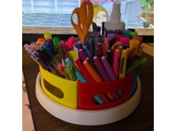 Lurelia Porta-lápis Giratório, 28 Cm, 13 Cm, 360°, Removível, Resistente, Borracha, Branco