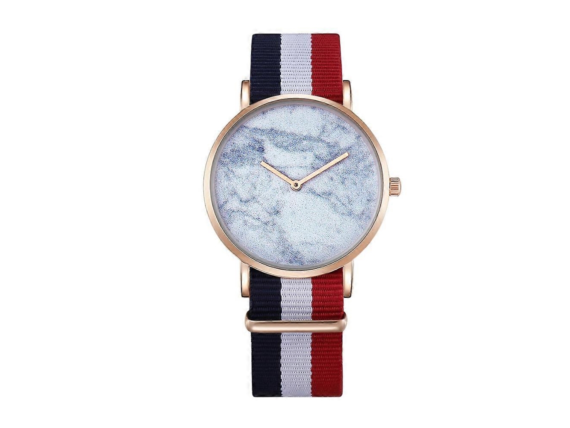 Relógio Masculino Cagarny 6812 Com Mostrador Redondo, Caixa Em Liga Metálica Dourada, Movimento De Quartzo E Pulseira De Nylon.