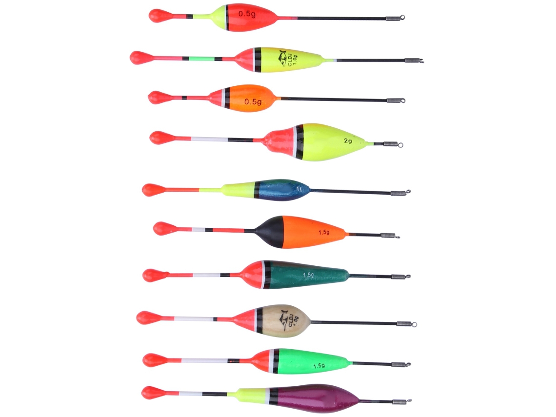 Conjunto 10 Flutuadores Madeira Balsa Oval Pesca