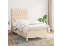 Vidaxl Cama Com Molas/colchão 100x200 Cm Tecido Cor Creme