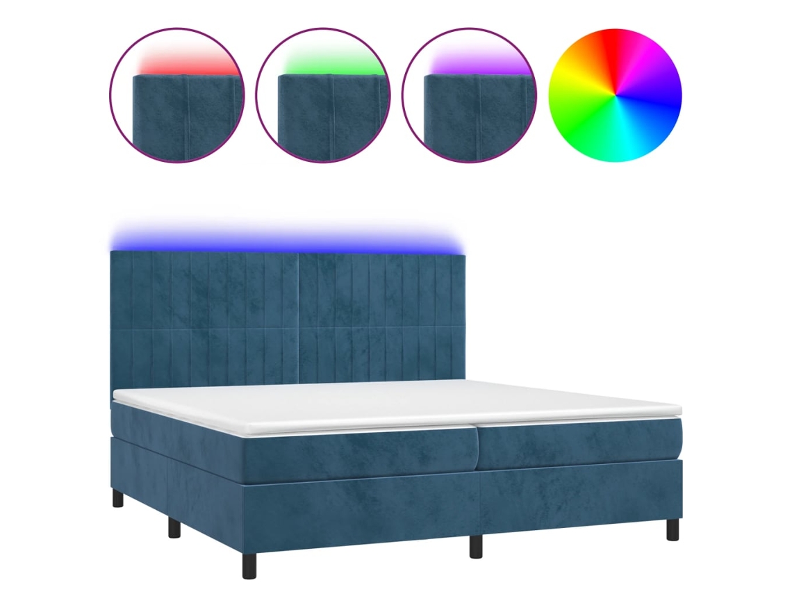 Box Spring Bed, Box Spring Beds Vidaxl Azul Veludo (200 X 200 Cm)