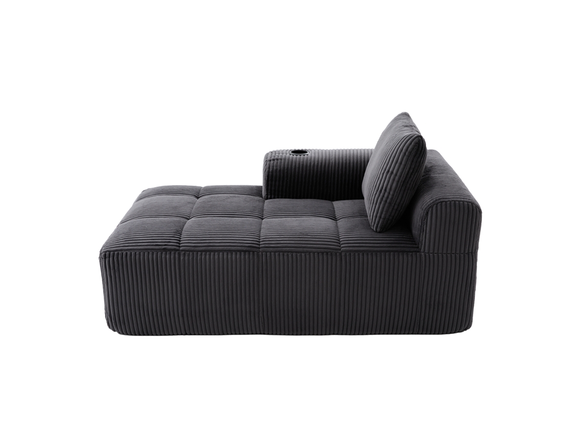 Poltrona Reclinável De Veludo Confortável, Sofá Sem Montagem, Com Almofadas, Bolsa Lateral Para Controle Remoto E Copo.